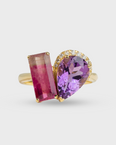 Treasure Rainbow Tourmaline & Amethyst Moi Et Toi Diamond Ring