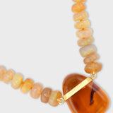 Soleil Caramel Opal Amber Charm Necklace