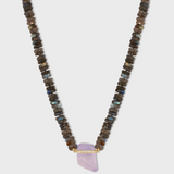 Aurora Labradorite Lavender Moonstone Diamond Charm Necklace