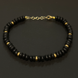 Men's Onyx Gold Bead Bracelet