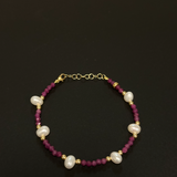 Ruby Pearl Gold Bead Bracelet