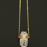 Double Sapphire Bar Crystal Quartz Necklace