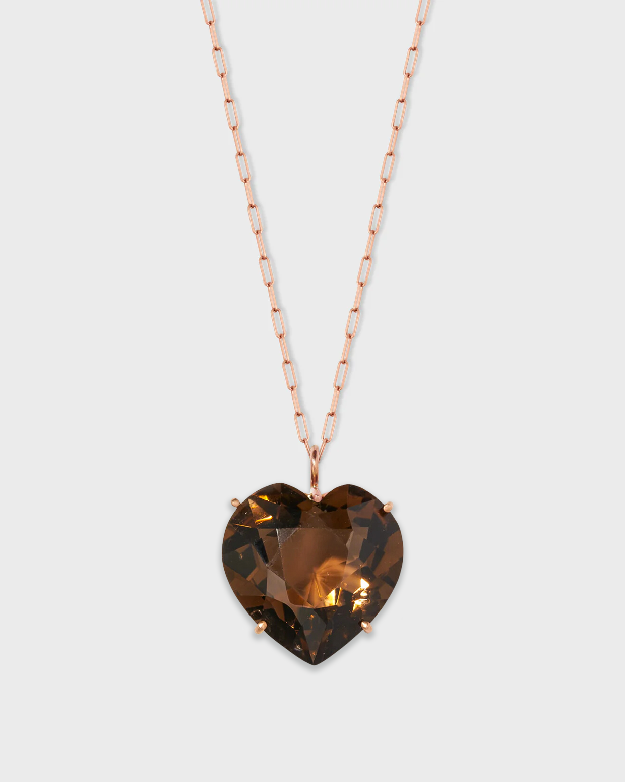 Love Smoky Quartz Gemstone Heart Necklace