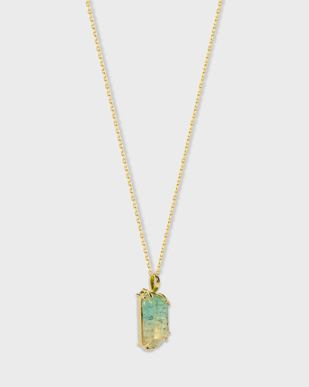 Treasure Gradient Blue Green Tourmaline Claw Necklace