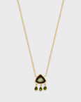 Treasure Green Tourmaline Slice Triple Dangle Necklace