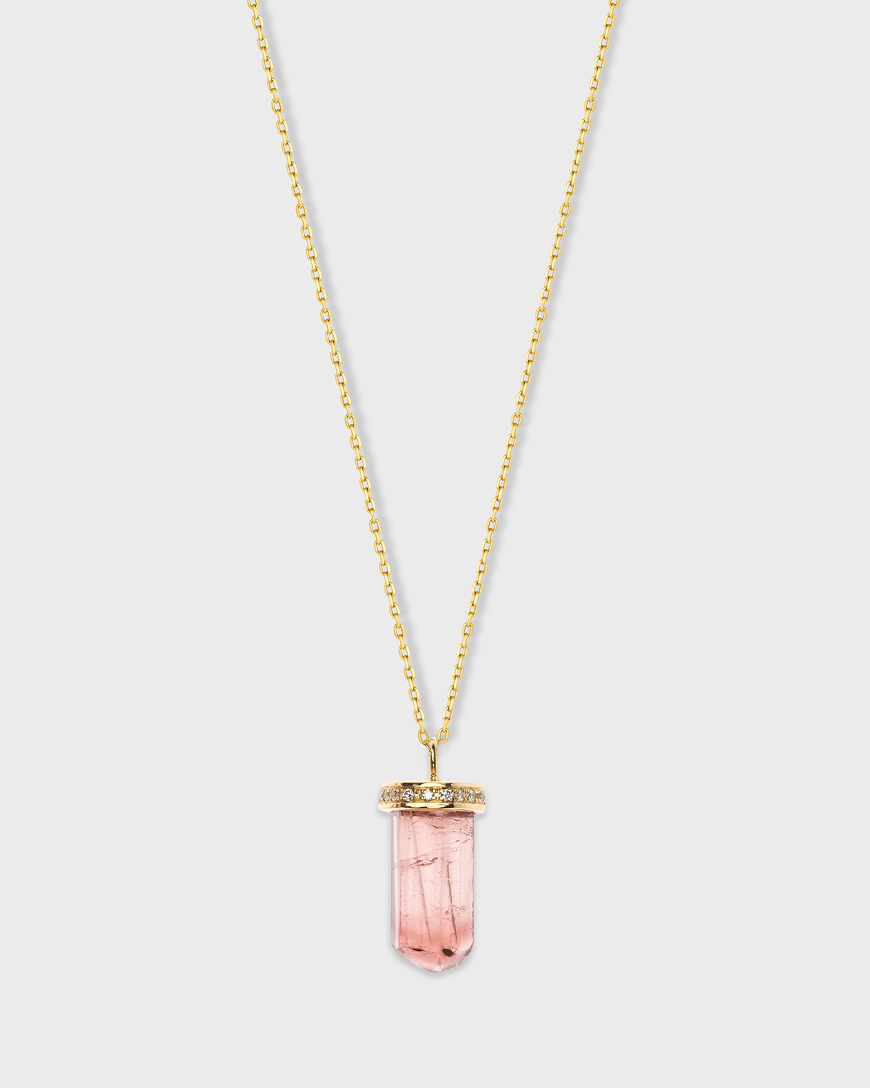 Treasure Pink Tourmaline Diamond Cap Necklace