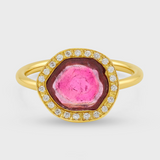 Treasure Pink Tourmaline Diamond Halo Ring