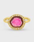 Treasure Pink Tourmaline Diamond Halo Ring