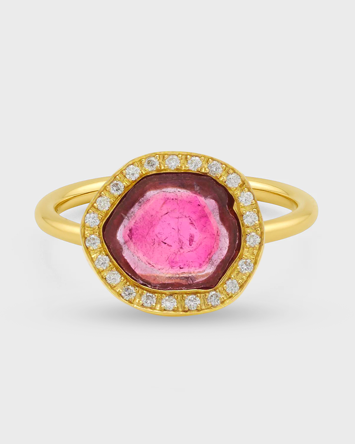 Treasure Pink Tourmaline Diamond Halo Ring