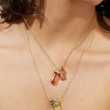 Crystalline Pink Tourmaline Diamond Cap Necklace