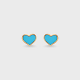Turquoise Inlay Heart Earrings