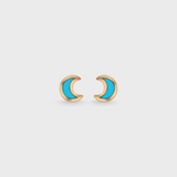 Turquoise Inlay Moon Earrings