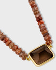 Arizona Spinel Smoky Quartz Gemstone Gold Bezel Necklace