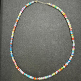 Rainbow Opal Mini Gold Bead Necklace