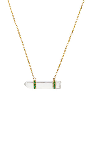 Crystalline Crystal Quartz Double Emerald Bar Necklace