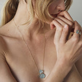 Aquamarine Natural Hourglass Gold Bar Necklace