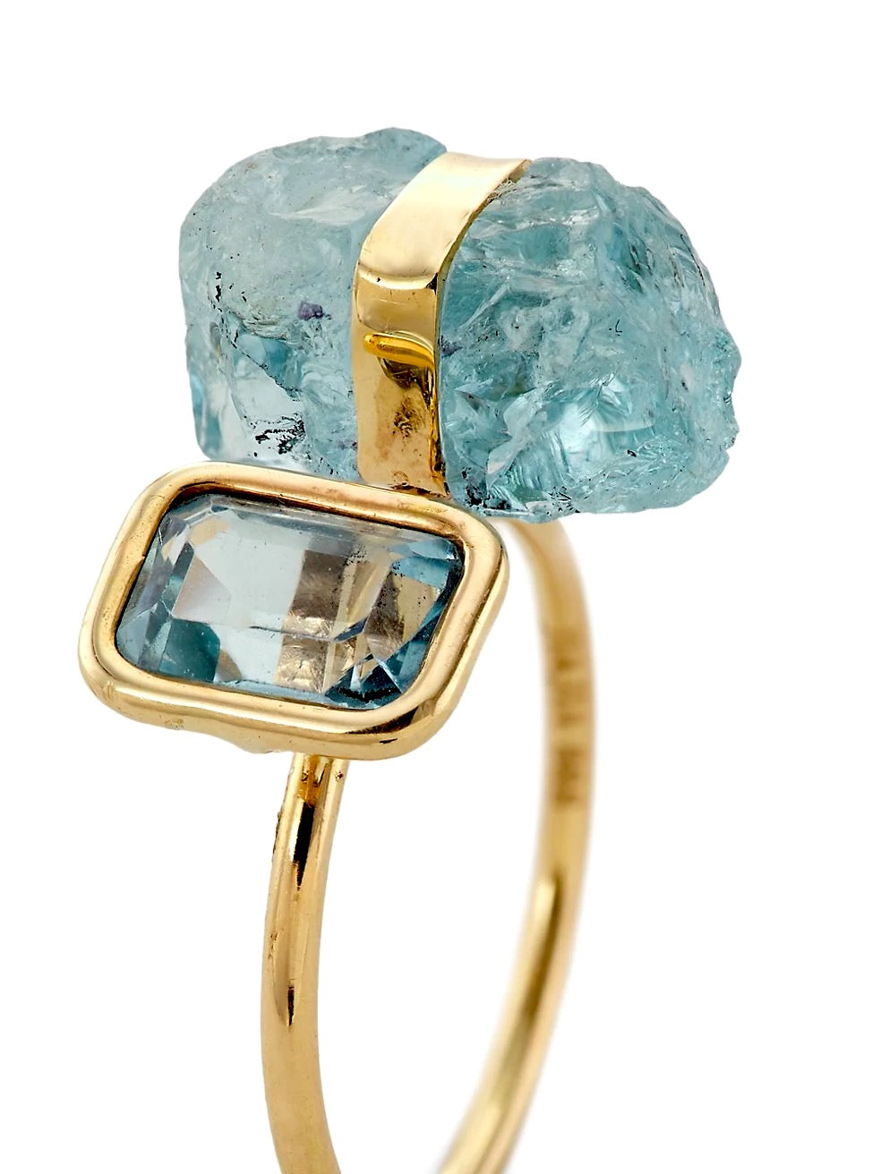 Crystalline Aquamarine Gemstone Ring