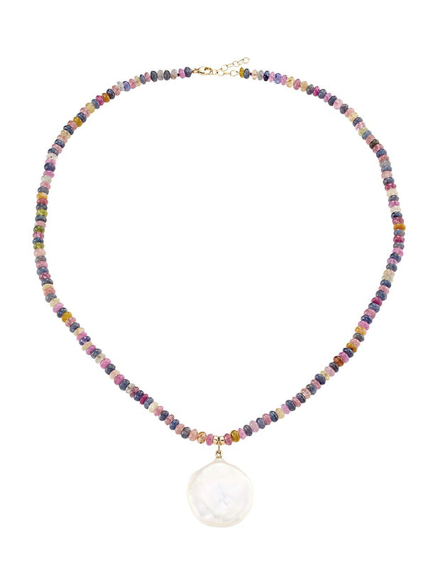 Arizona Rainbow Candy Sapphire Pearl Charm Necklace