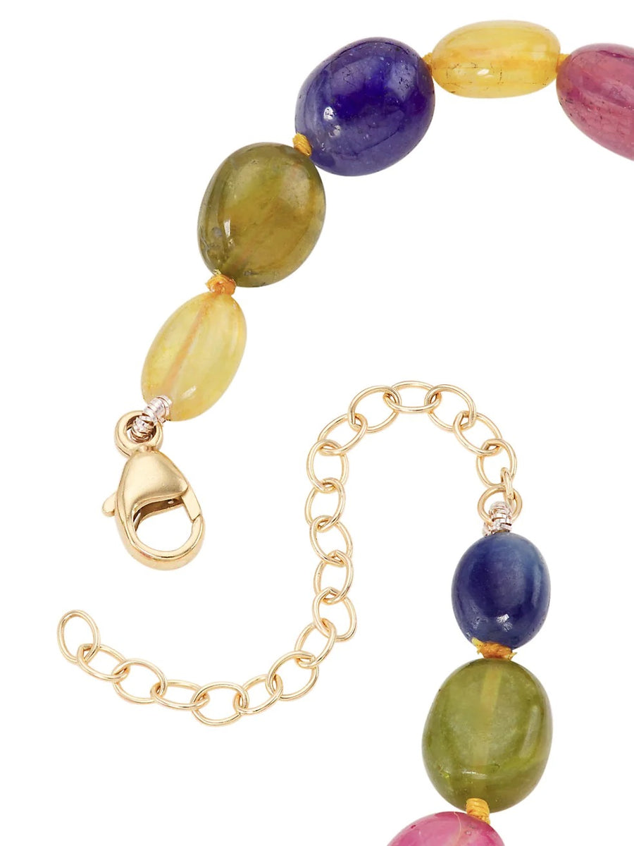 Arizona Rainbow Sapphire Smooth Candy Diamond Crystal Quartz Necklace