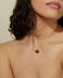 July Birthstone Ruby Gold Bar Charm Necklace