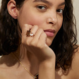 Gemstone Morganite Smoky Quartz Double Gemstone Ring