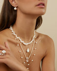 Ocean Diamond Pearl Earrings