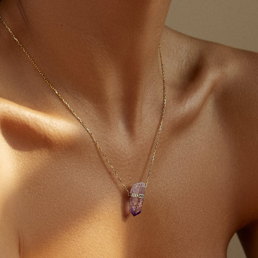 Crystalline Veracruz Amethyst Diamond Bar Necklace