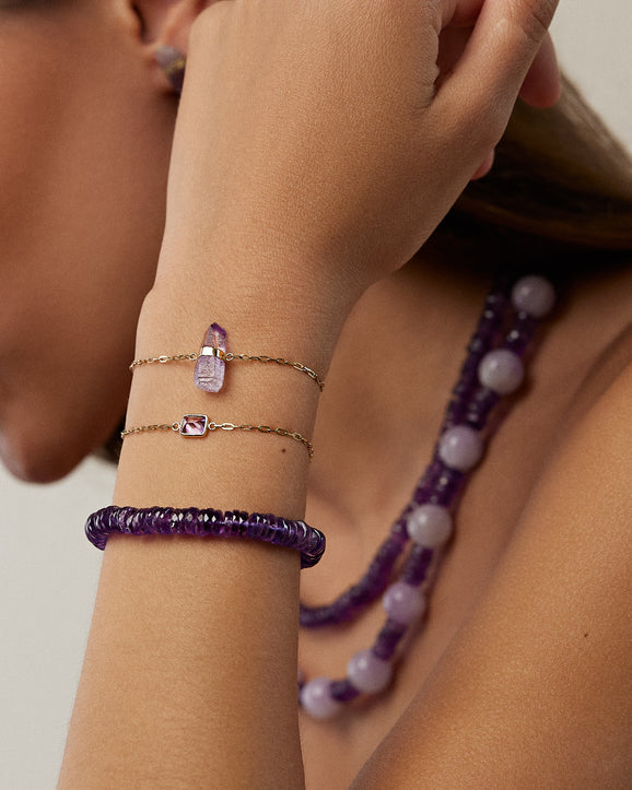 Aurora Amethyst Faceted Gemstone Bracelet