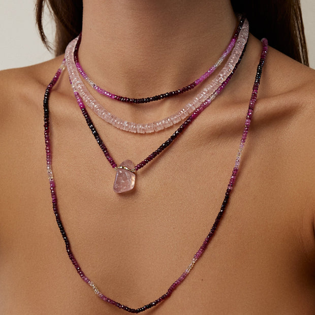 Arizona Ombre Ruby Sapphire Double Strand Necklace
