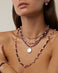 Arizona Ombre Ruby Pearl Gold Bead Double Strand Necklace
