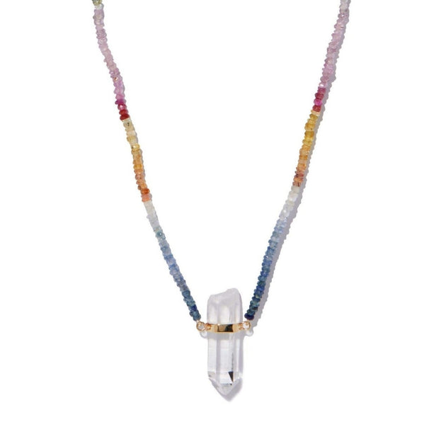 Arizona Light Rainbow Sapphire Crystal Gold Bar Necklace