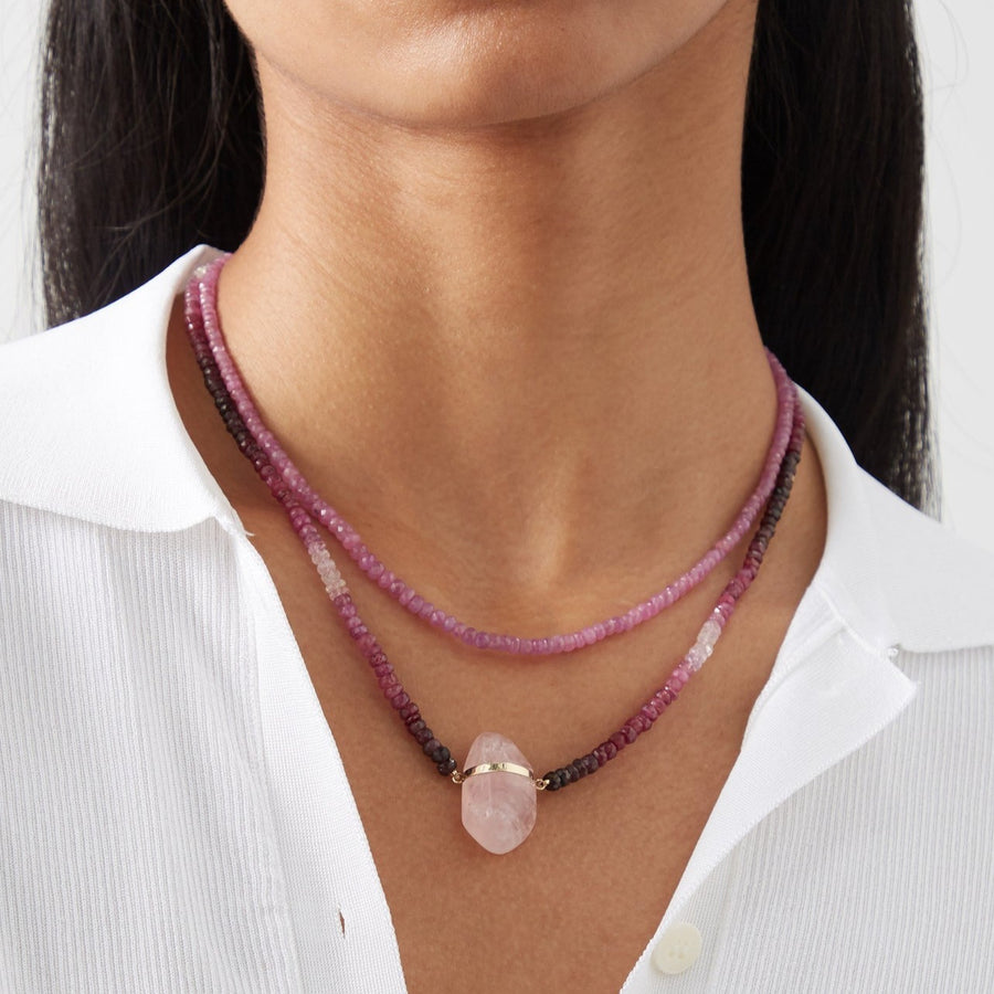 Arizona Ruby Rose Quartz Charm Necklace