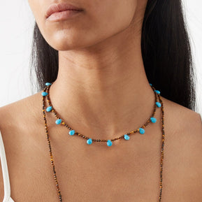 Arizona Tigers Eye with Turquoise Tear Drops Necklace