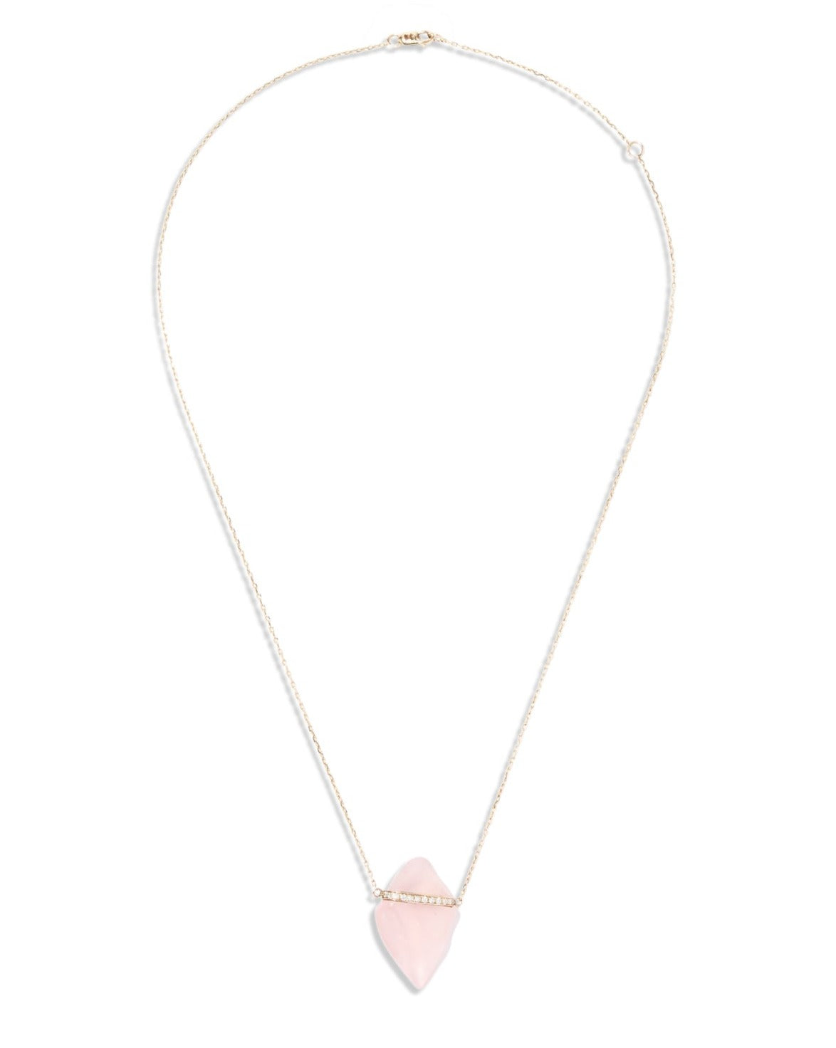Crystalline Rose Quartz Diamond Bar Necklace