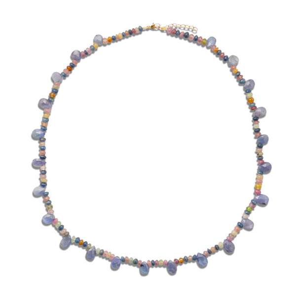 Arizona Rainbow Sapphire Tanzanite Drops Necklace