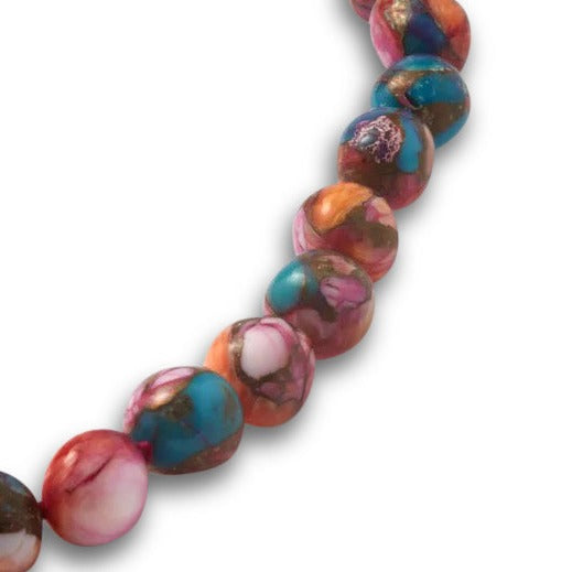 Nevada Orange Dahlia Turquoise Sphere Necklace