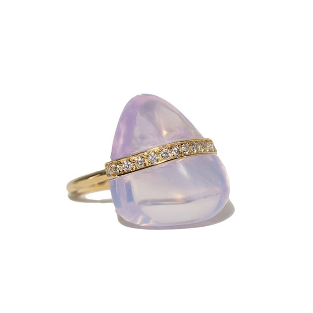 Crystalline Lavender Quartz Diamond Ring