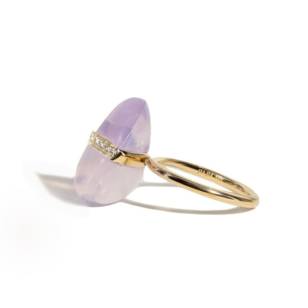Crystalline Lavender Quartz Diamond Ring