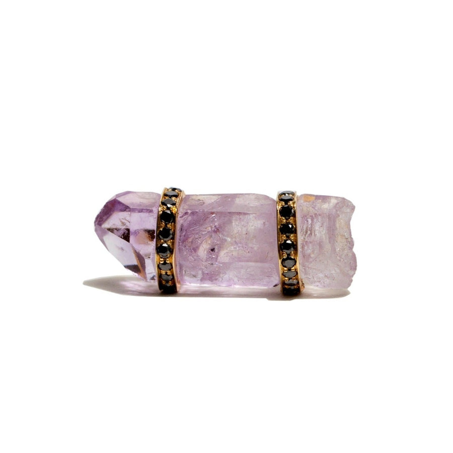 Crystalline Veracruz Amethyst Black Diamond Double Bar Ring