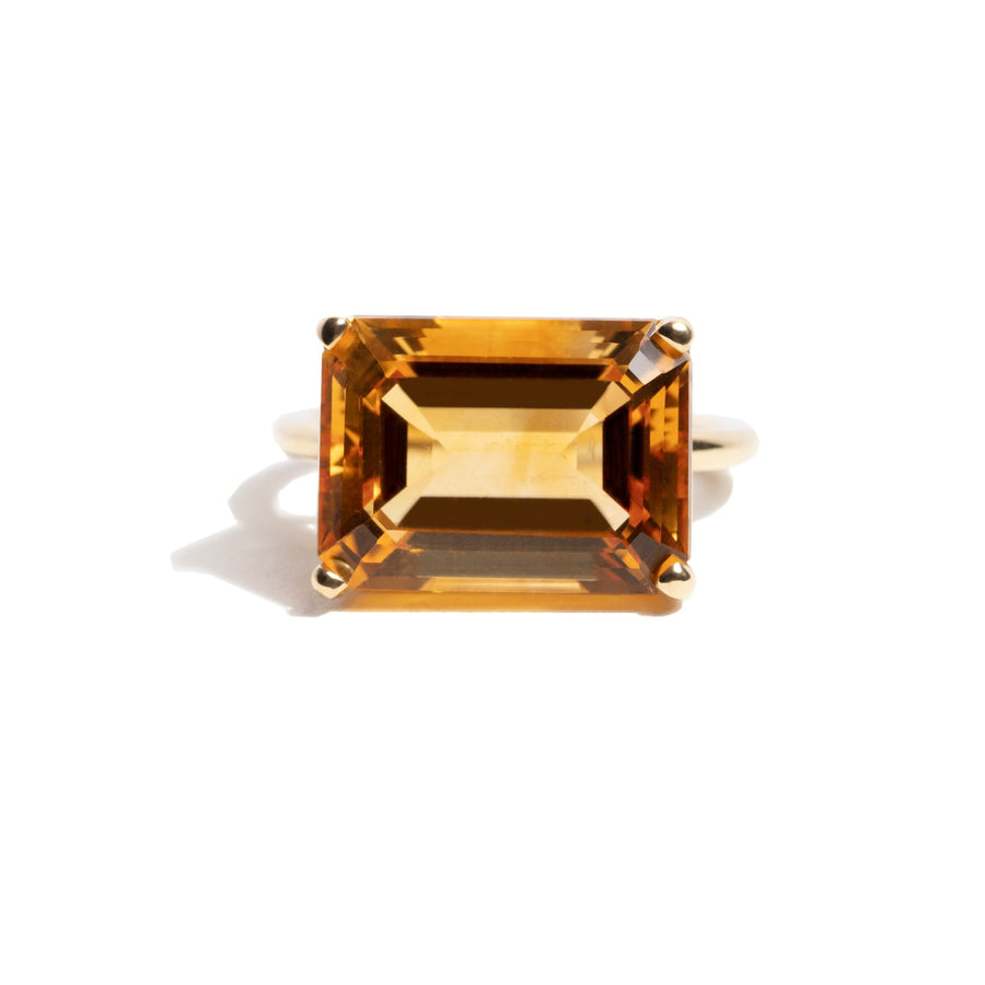 Jumbo Citrine Emerald Cut East West Gemstone Ring