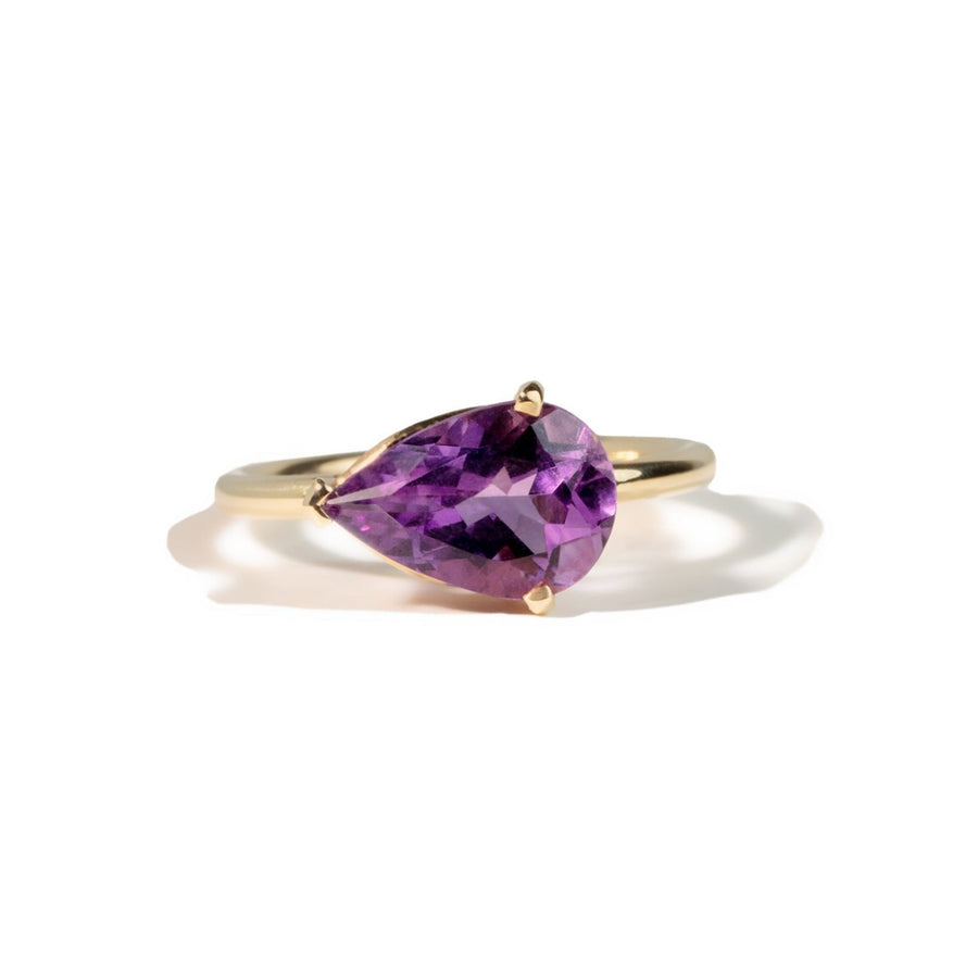 Amethyst Tear Drop East West Gemstone Ring