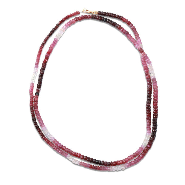 Arizona Ombre Ruby Sapphire Double Strand Necklace