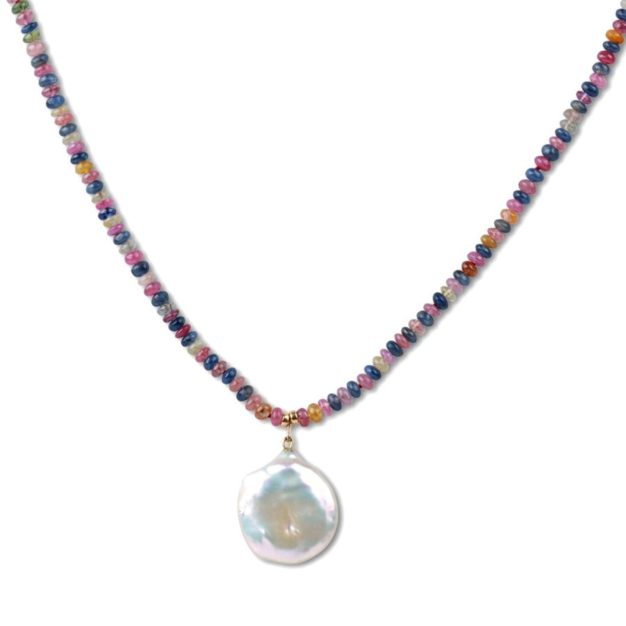 Arizona Rainbow Candy Sapphire Pearl Charm Necklace