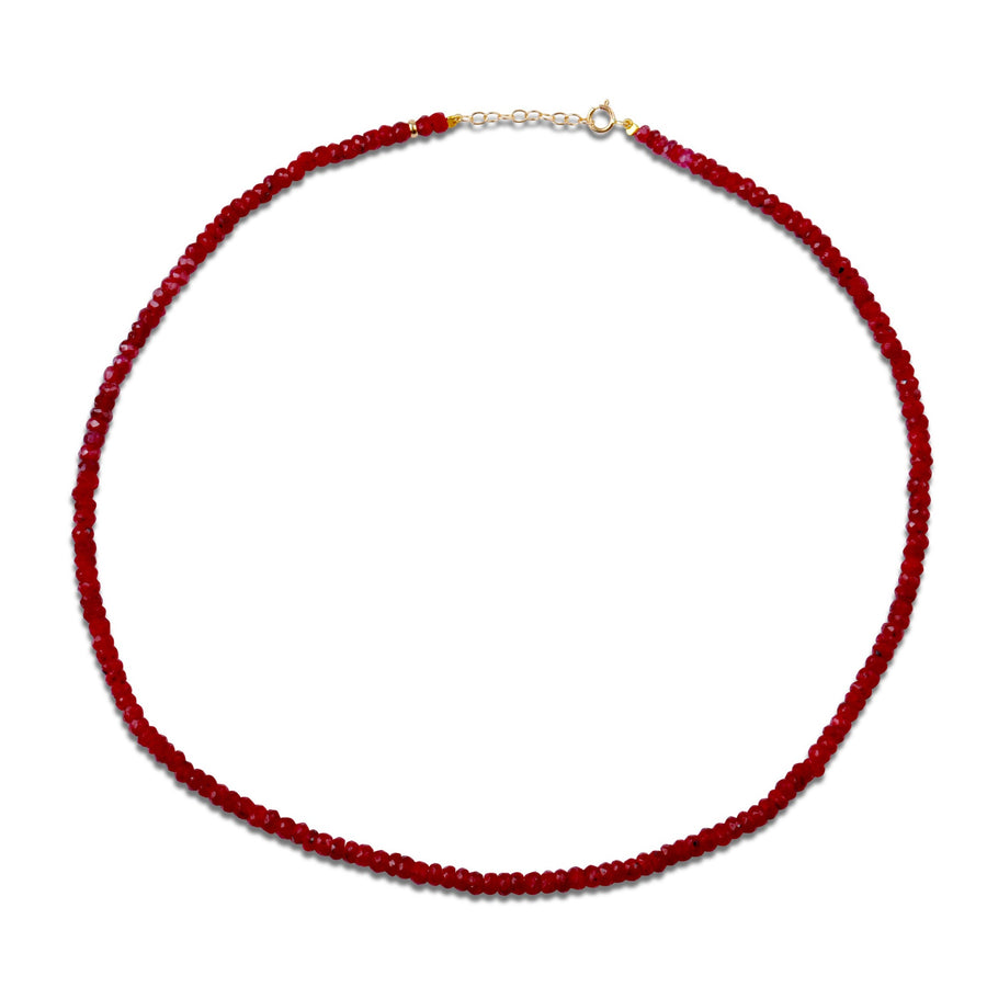 July Birthstone Ruby Beaded Necklace