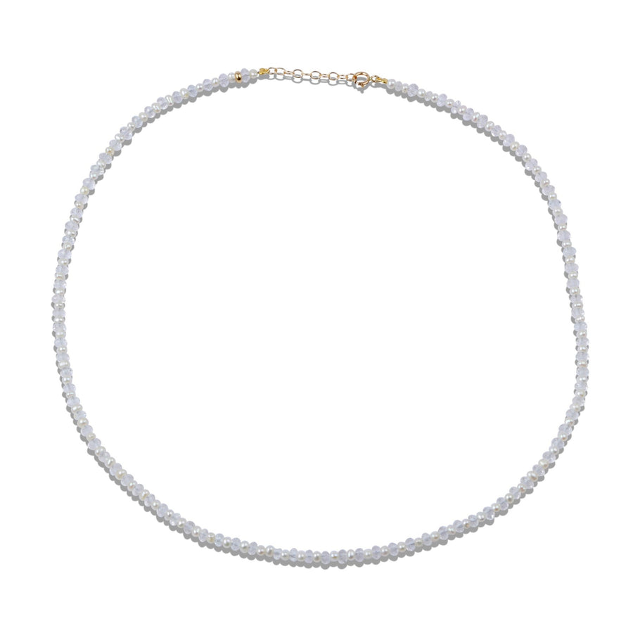 April Birthstone Herkimer Diamond Pearl Beaded Necklace