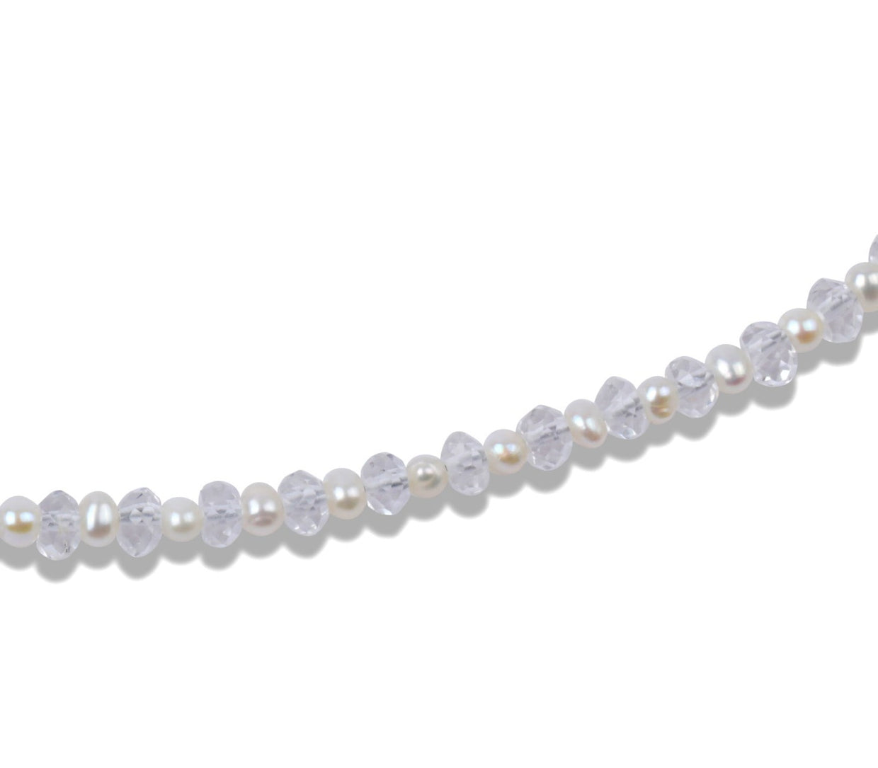 April Birthstone Crystal Quartz Pearl Beaded Necklace