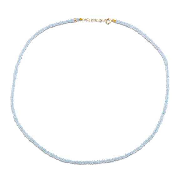 March Birthstone Aquamarine Beaded Necklace