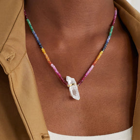 Arizona Rainbow Sapphire Crystal Charm Necklace