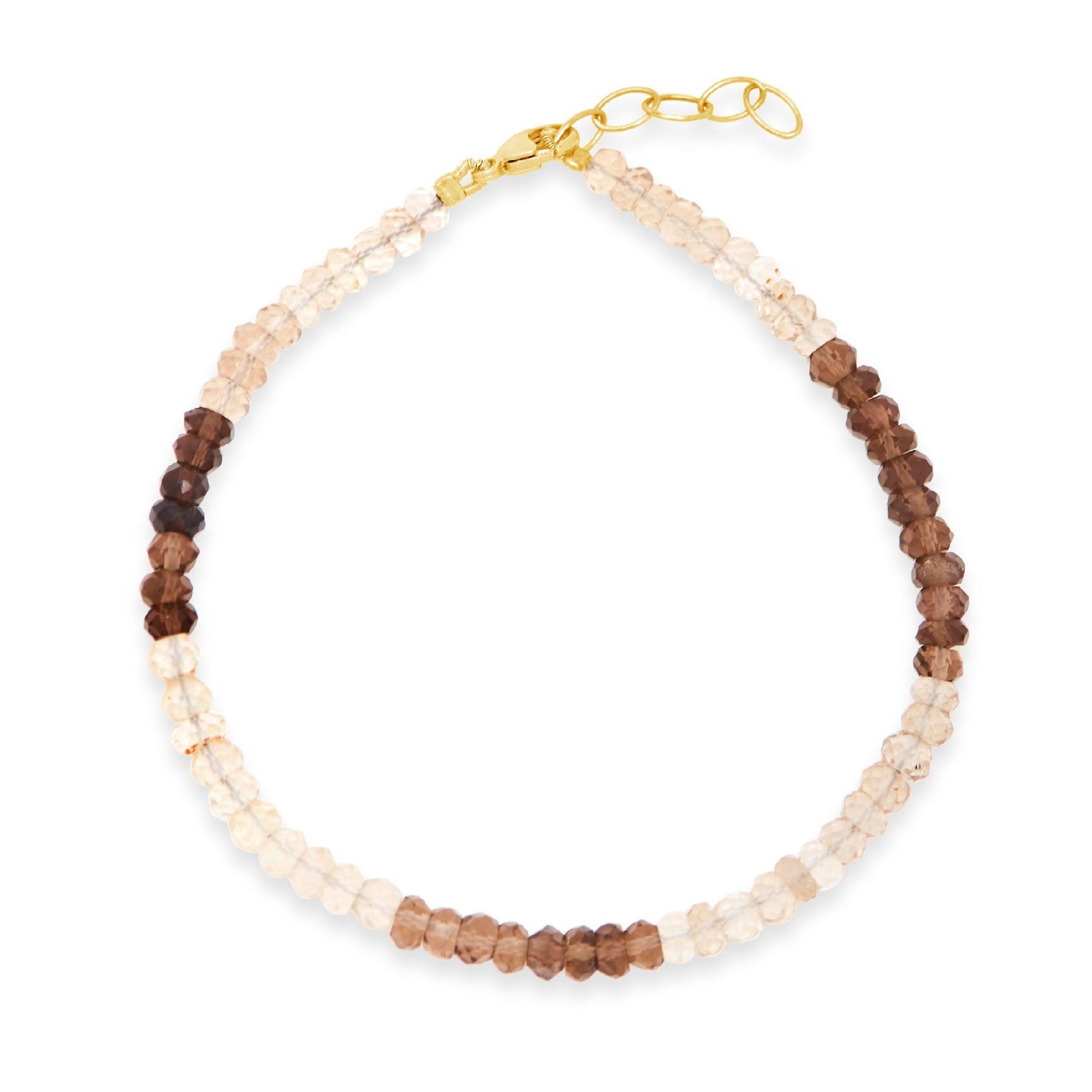ON SALE - Natural Black Smoky Quartz Faceted Round Beads Bracelet
