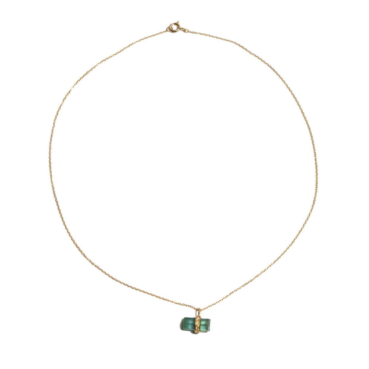Blue Tourmaline Horizontal Diamond Bar Necklace